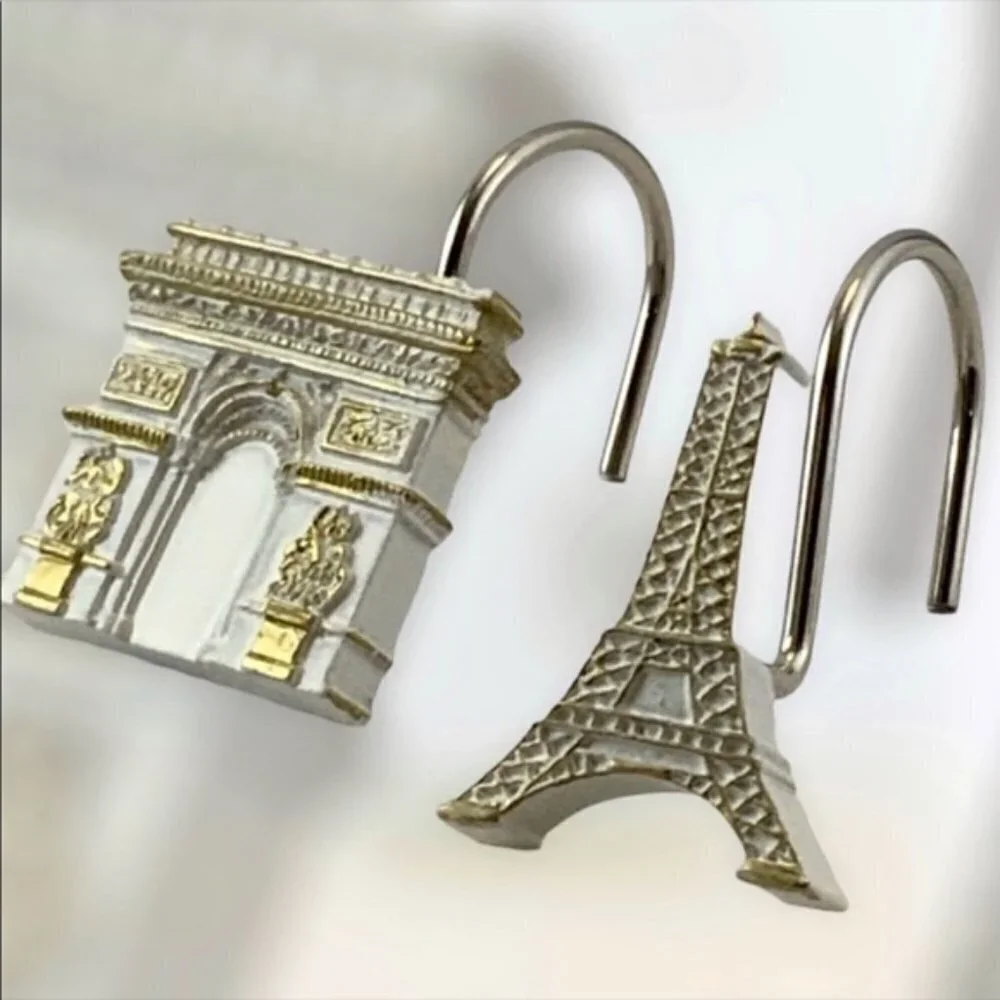 Paris Toothbrush Holder Arc de Triomphe Parisian French Ceramic Decor White Gold